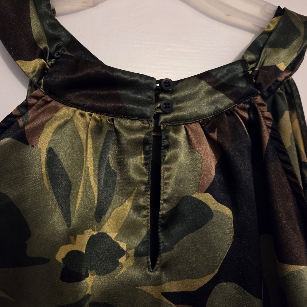 Apt. 9 Flower Patterned Sleeveless Blouse In Shades Of Greens/Browns. Size XL - Picture 9 of 11
